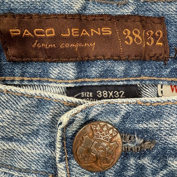Paco Jeans Denim Company Men's 38x32 Blue‎ Straight Fit Jeans Cotton Y2K Retro - Picture 11 of 14